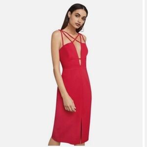 Bcbgmaxazria Dress Elegant Red Sidonia Dress Sleeveless Pencil Dress